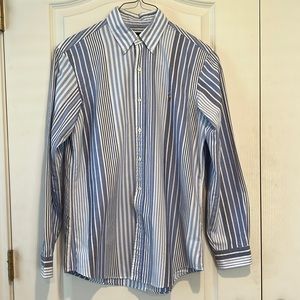 Ralph Lauren Blue & white striped button down Medium